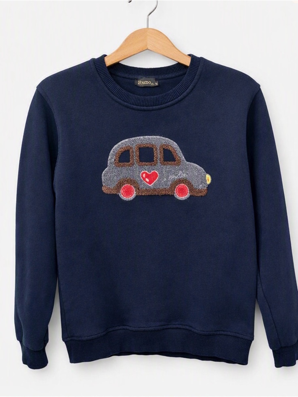 Ramo Kids Navy Sweatshirt with Car Applique